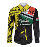 Personalised Vanuatu Penama Day Long Sleeve Button Shirt Grunge Flag Style - Polynesian Pride