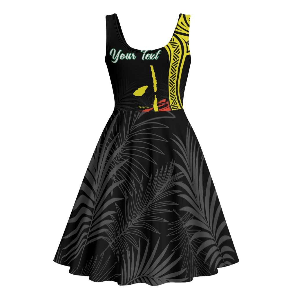 Personalised Vanuatu Penama Day Midi Dress Grunge Flag Style - Polynesian Pride