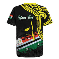 Personalised Vanuatu Penama Day Rugby Jersey Grunge Flag Style - Polynesian Pride