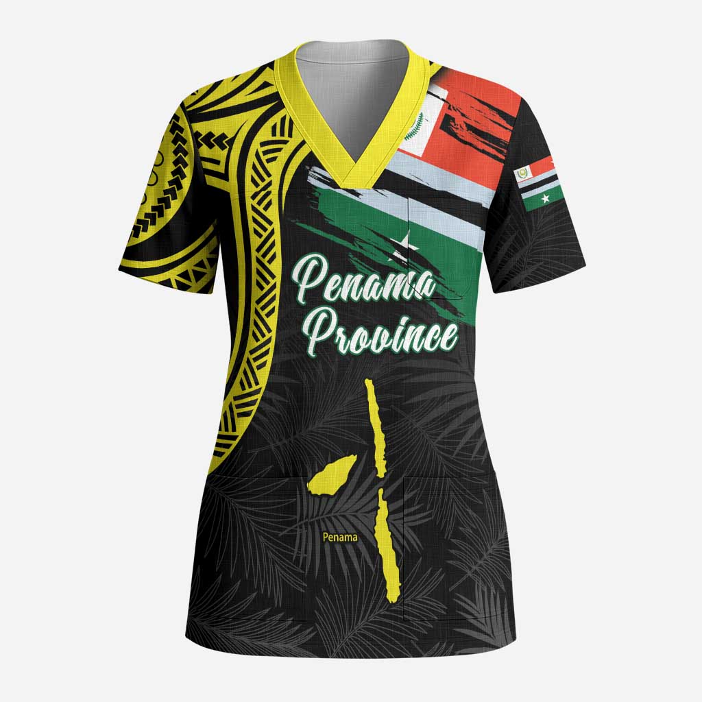 Personalised Vanuatu Penama Day Scrub Top Grunge Flag Style - Polynesian Pride