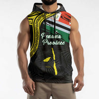 Personalised Vanuatu Penama Day Sleeveless Hoodie Grunge Flag Style - Polynesian Pride