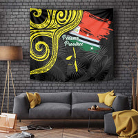 Vanuatu Penama Day Tapestry Grunge Flag Style LT05 Black - Polynesian Pride
