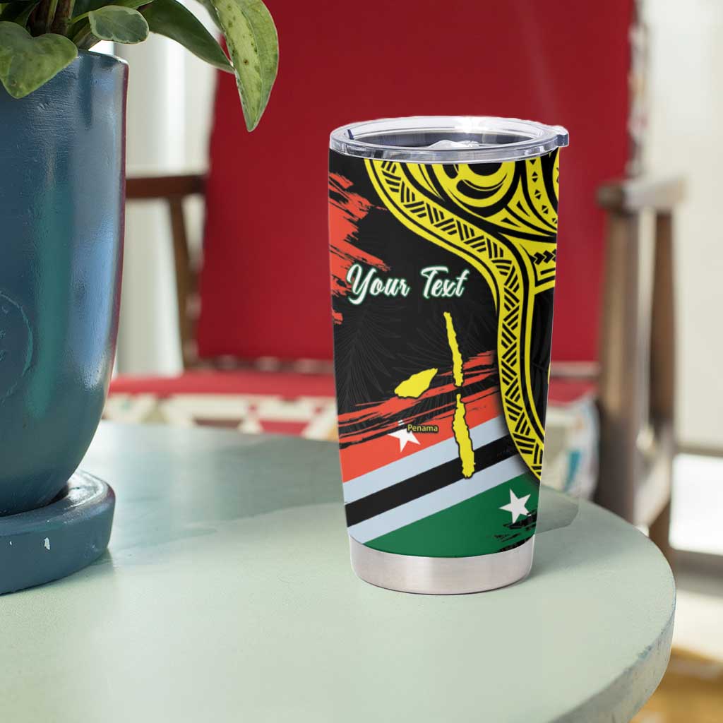 Personalised Vanuatu Penama Day Tumbler Cup Grunge Flag Style - Polynesian Pride