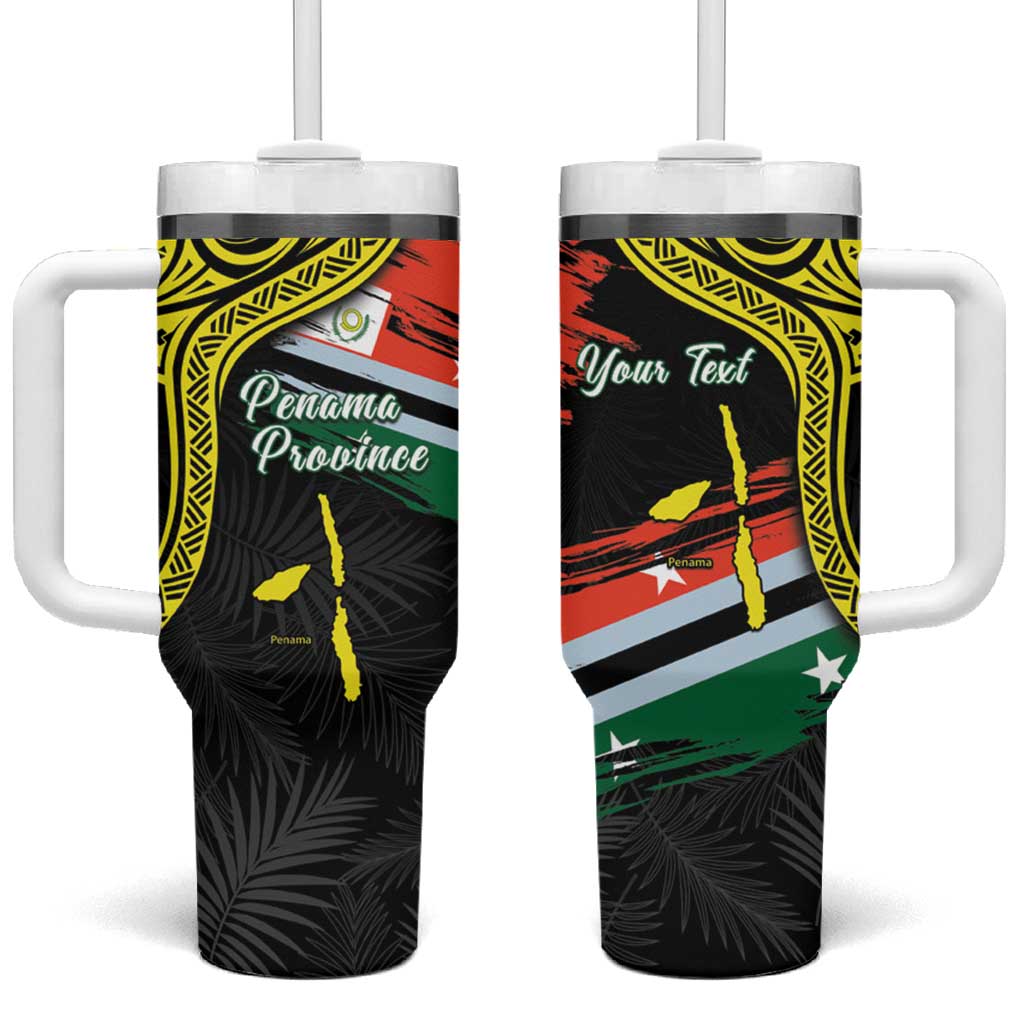 Personalised Vanuatu Penama Day Tumbler With Handle Grunge Flag Style LT05 One Size: 40 oz Black - Polynesian Pride