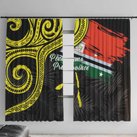 Vanuatu Penama Day Window Curtain Grunge Flag Style LT05 With Hooks Black - Polynesian Pride