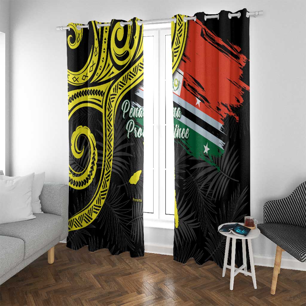 Vanuatu Penama Day Window Curtain Grunge Flag Style LT05 With Grommets Black - Polynesian Pride