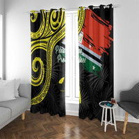 Vanuatu Penama Day Window Curtain Grunge Flag Style LT05 With Grommets Black - Polynesian Pride
