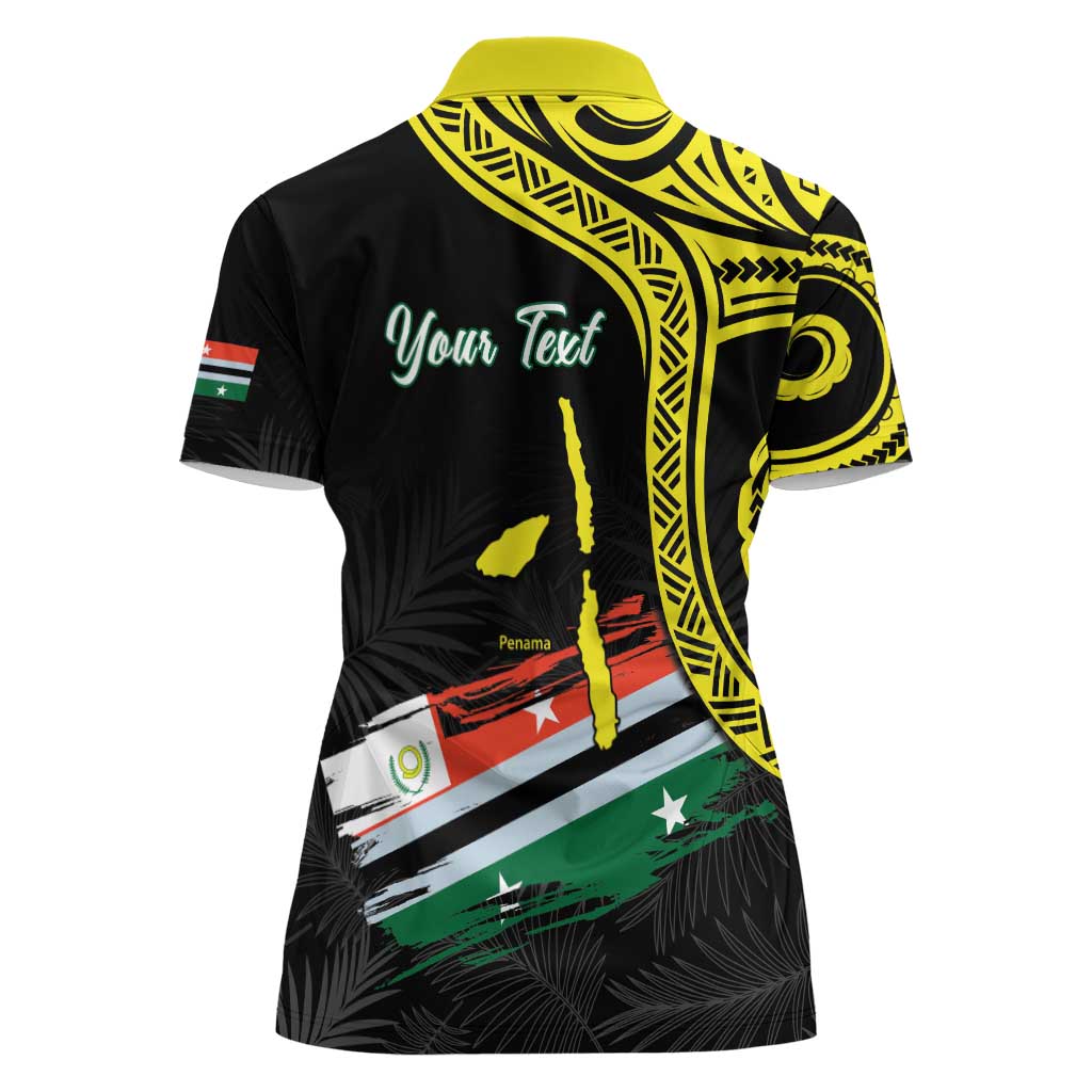 Personalised Vanuatu Penama Day Women Polo Shirt Grunge Flag Style - Polynesian Pride