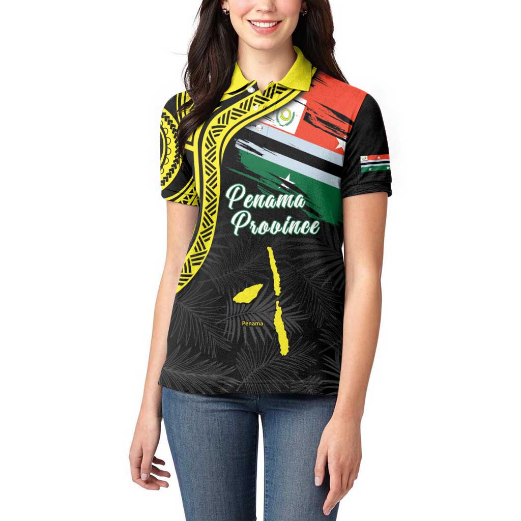 Personalised Vanuatu Penama Day Women Polo Shirt Grunge Flag Style - Polynesian Pride