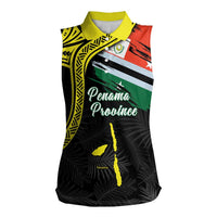 Personalised Vanuatu Penama Day Women Sleeveless Polo Shirt Grunge Flag Style - Polynesian Pride