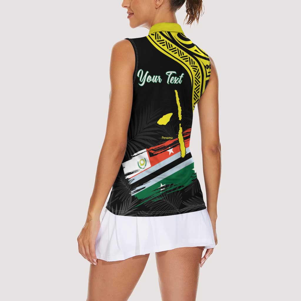 Personalised Vanuatu Penama Day Women Sleeveless Polo Shirt Grunge Flag Style - Polynesian Pride