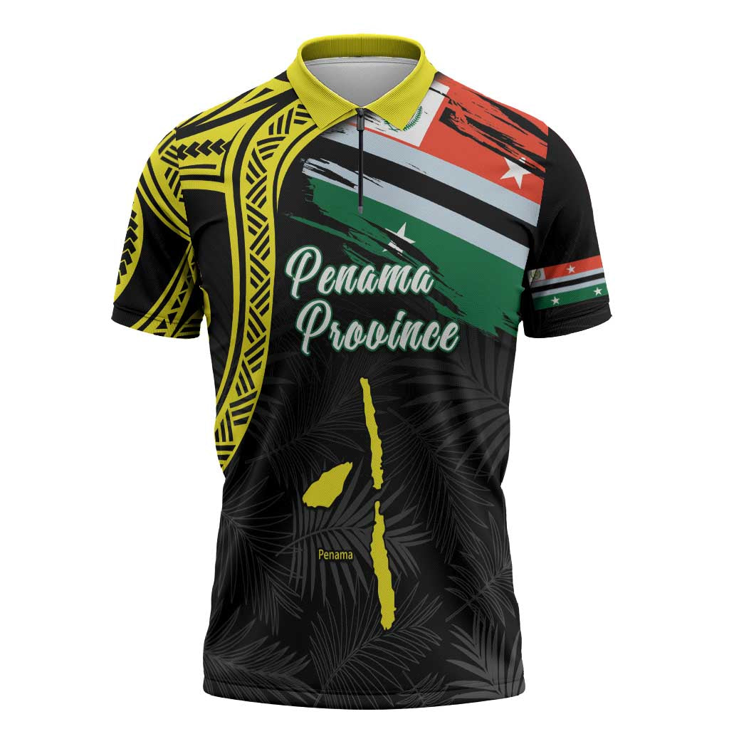 Personalised Vanuatu Penama Day Zipper Polo Shirt Grunge Flag Style - Polynesian Pride