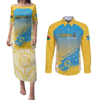 Personalised Vanuatu Sanma Day Couples Matching Puletasi and Long Sleeve Button Shirt Special Style - Polynesian Pride