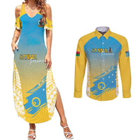 Personalised Vanuatu Sanma Day Couples Matching Summer Maxi Dress and Long Sleeve Button Shirt Special Style - Polynesian Pride