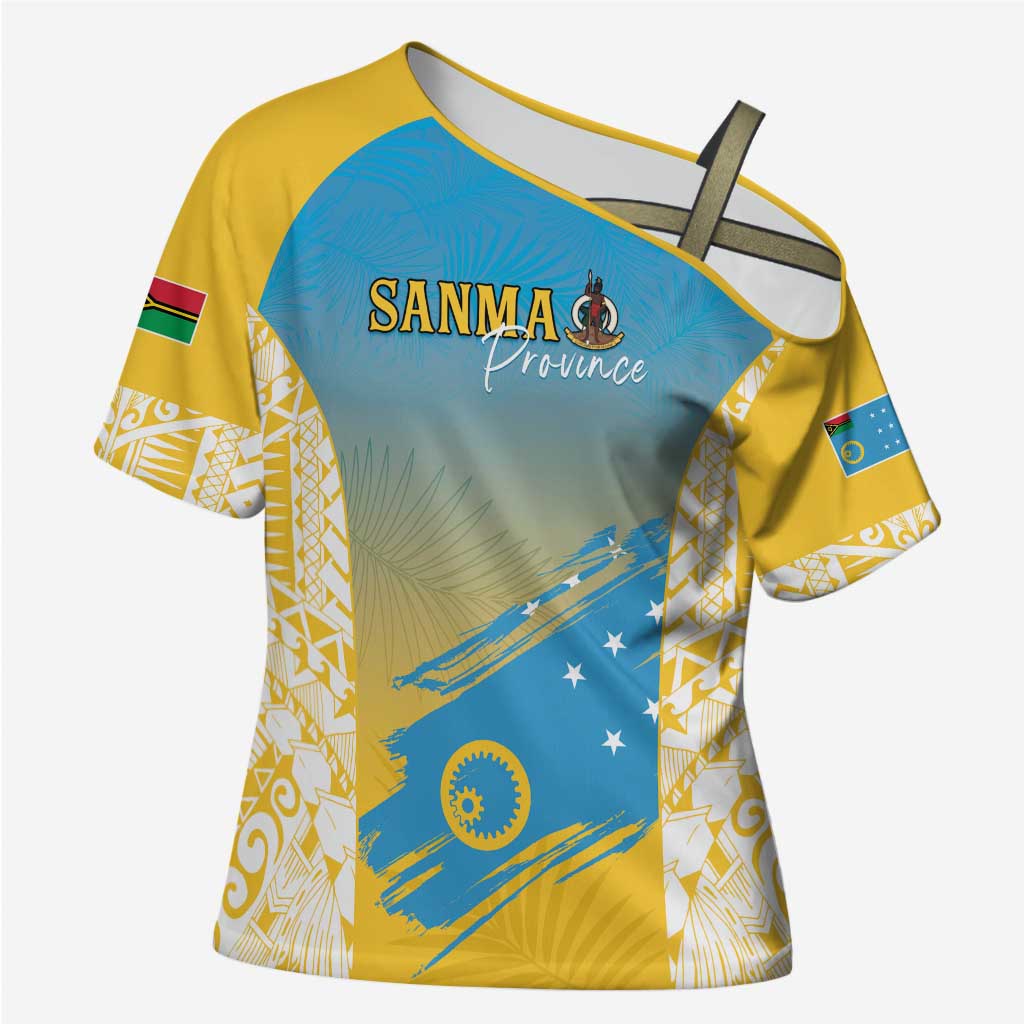 Personalised Vanuatu Sanma Day Cross Shoulder Shirt Special Style - Polynesian Pride