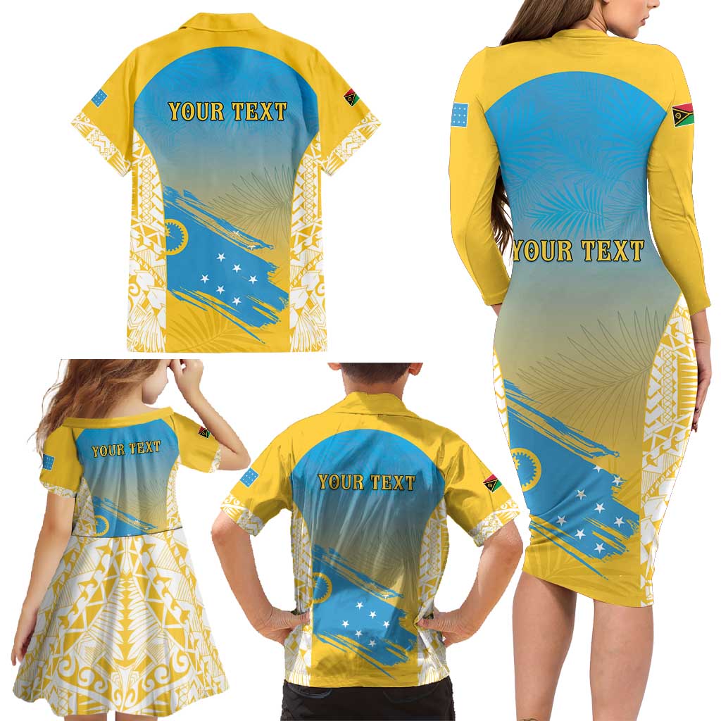Personalised Vanuatu Sanma Day Family Matching Long Sleeve Bodycon Dress and Hawaiian Shirt Special Style - Polynesian Pride