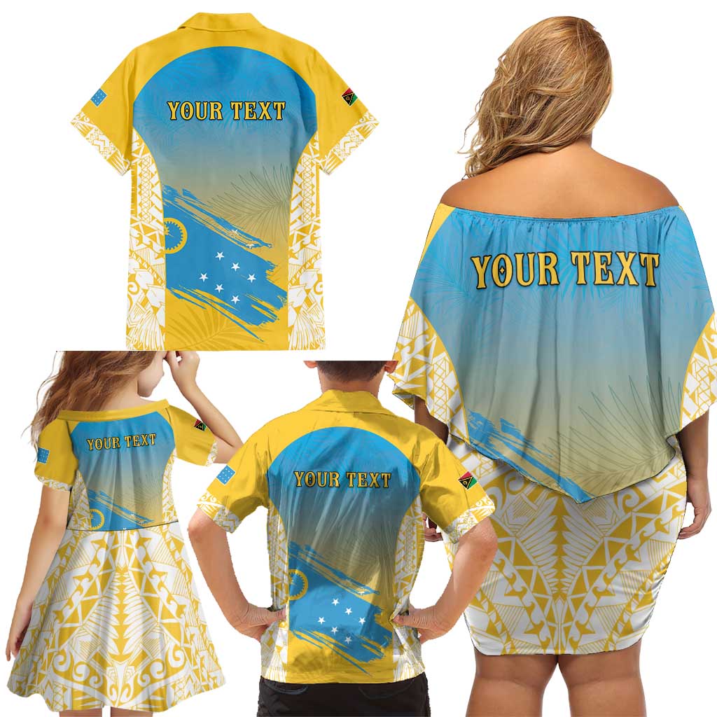 Personalised Vanuatu Sanma Day Family Matching Off Shoulder Short Dress and Hawaiian Shirt Special Style - Polynesian Pride