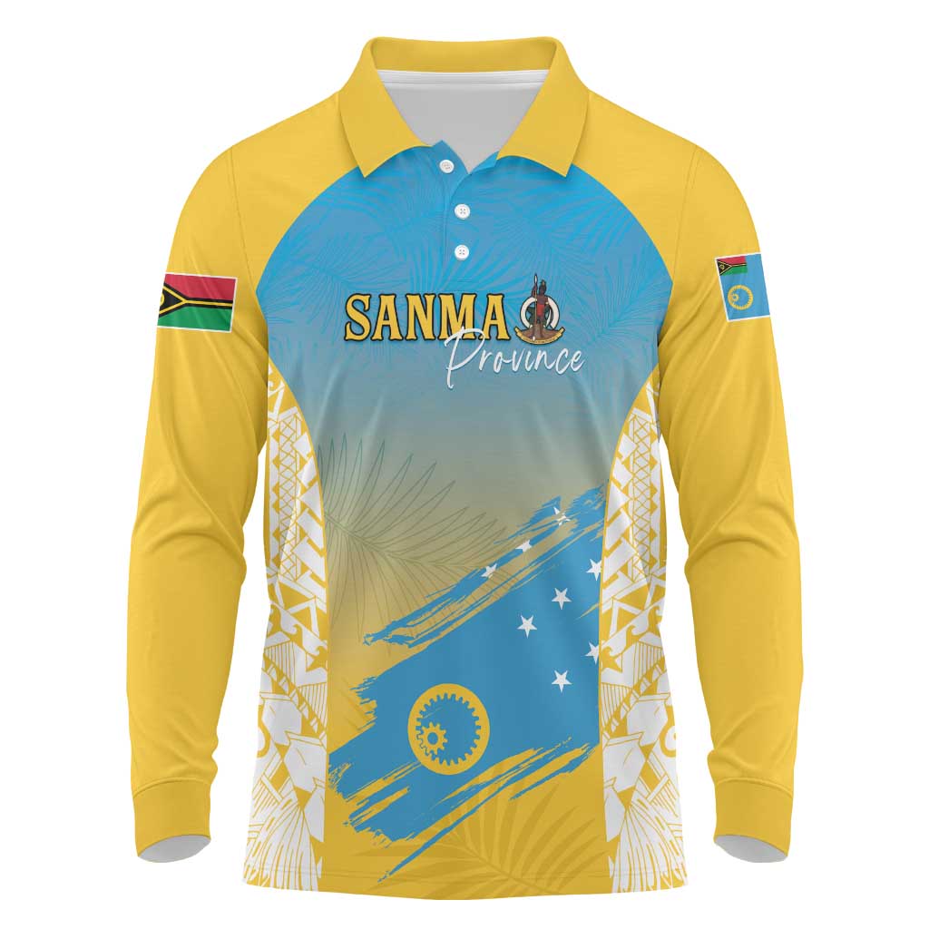Personalised Vanuatu Sanma Day Long Sleeve Polo Shirt Special Style LT05 Yellow - Polynesian Pride