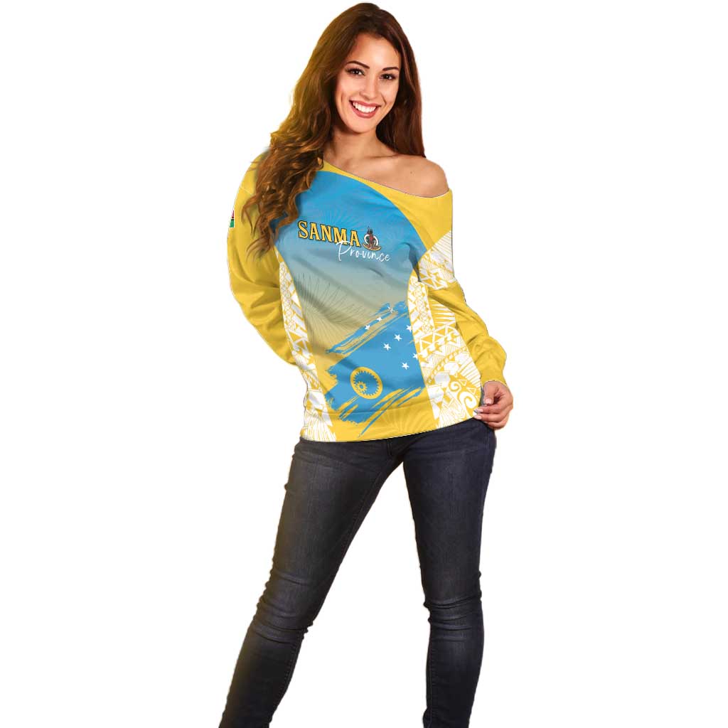 Personalised Vanuatu Sanma Day Off Shoulder Sweater Special Style - Polynesian Pride
