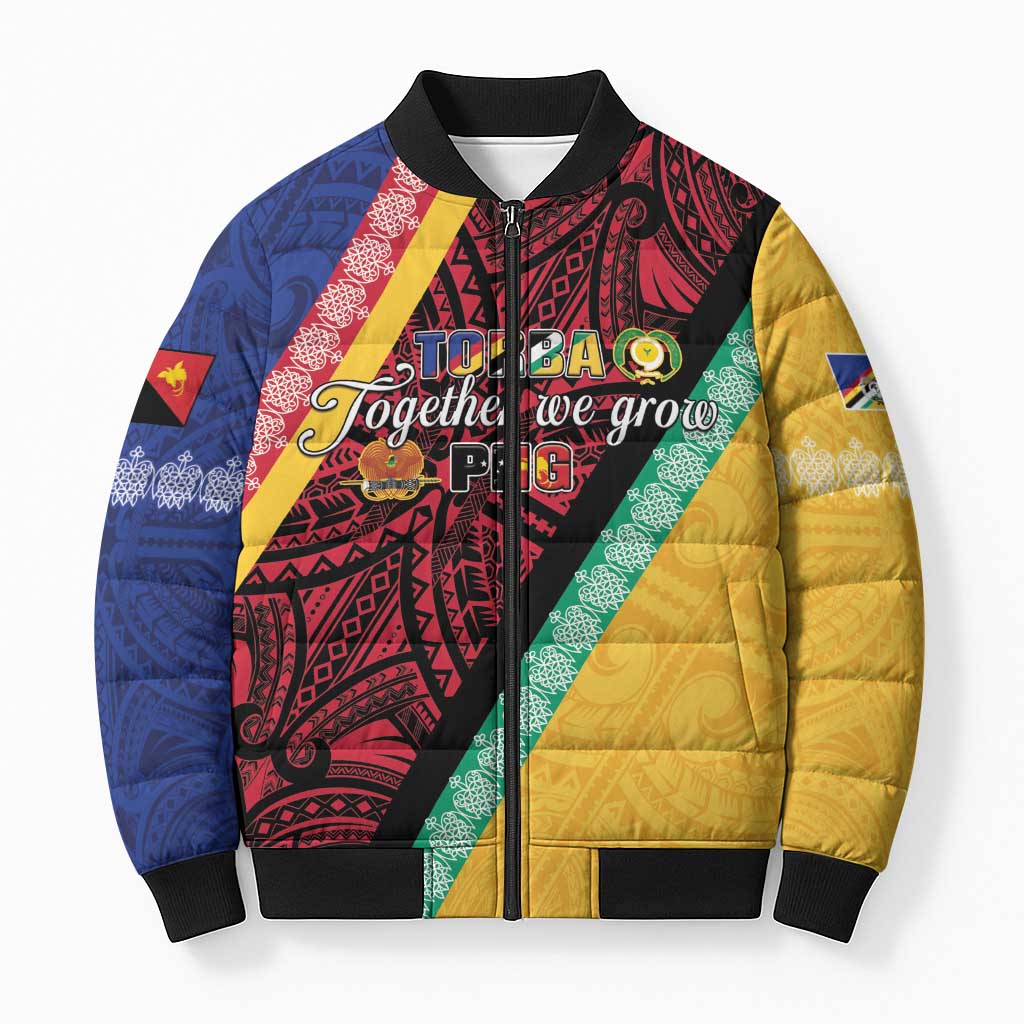 Love Torba PNG Day Bomber Puffer Jacket Together We Grow - Polynesian Pride