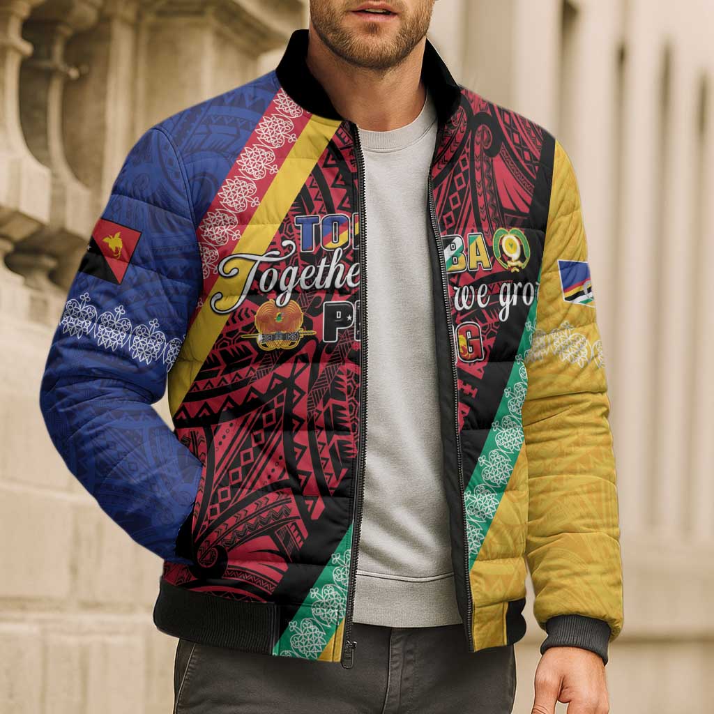 Love Torba PNG Day Bomber Puffer Jacket Together We Grow - Polynesian Pride