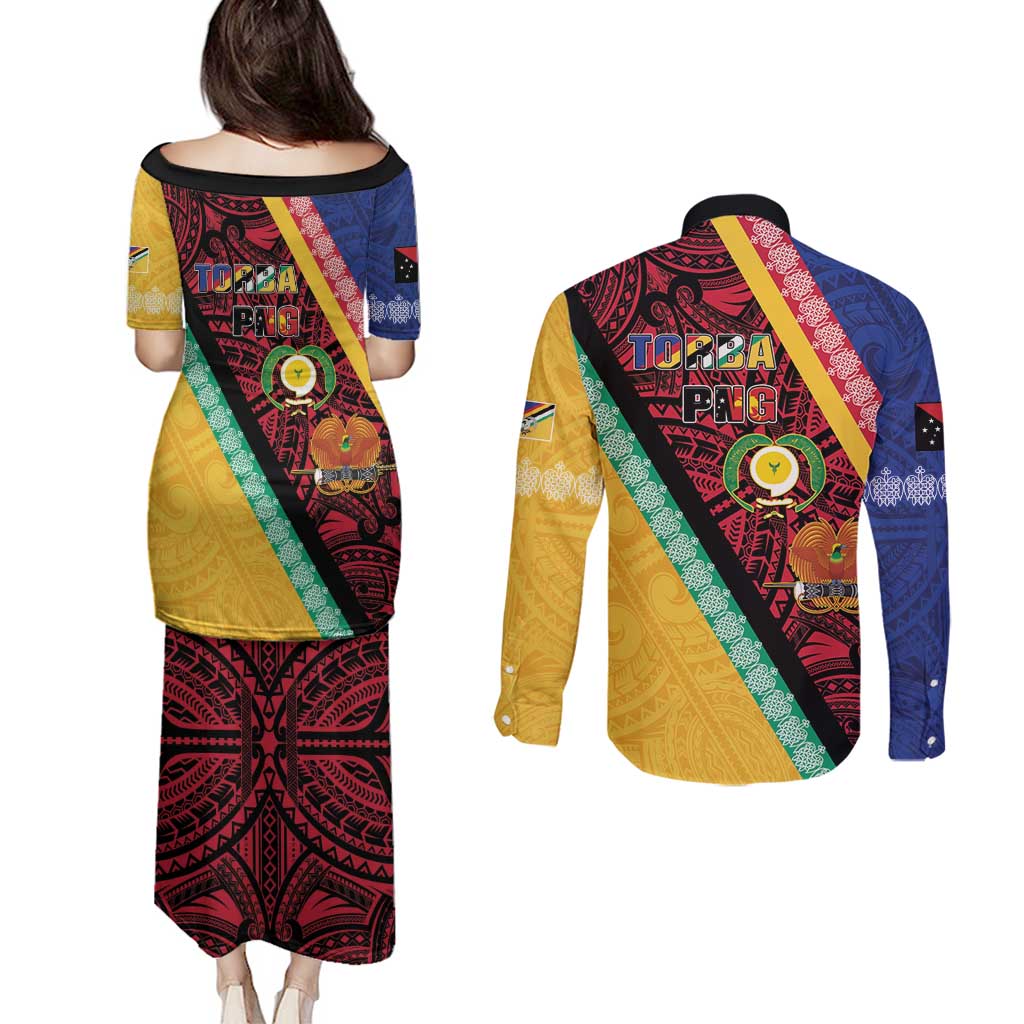 Love Torba PNG Day Couples Matching Puletasi and Long Sleeve Button Shirt Together We Grow - Polynesian Pride