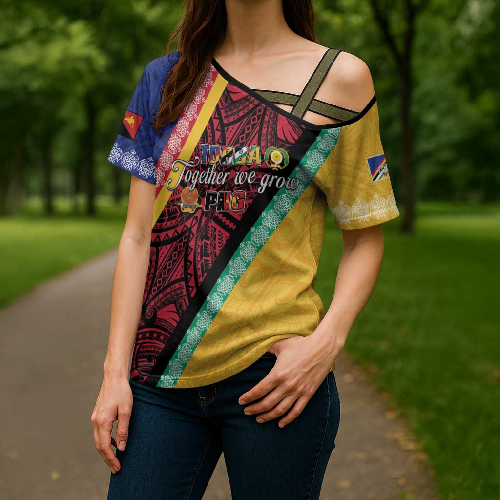 Love Torba PNG Day Cross Shoulder Shirt Together We Grow - Polynesian Pride