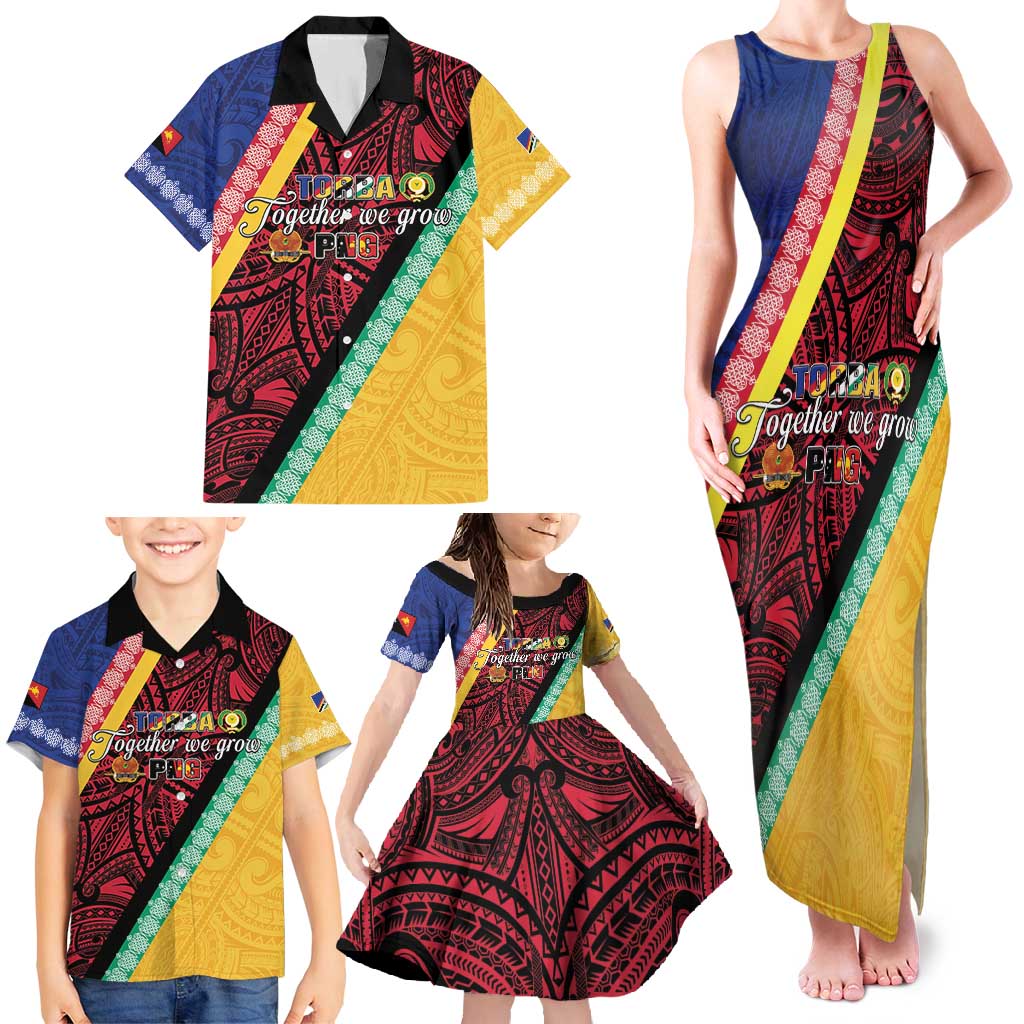 Love Torba PNG Day Family Matching Tank Maxi Dress and Hawaiian Shirt Together We Grow - Polynesian Pride