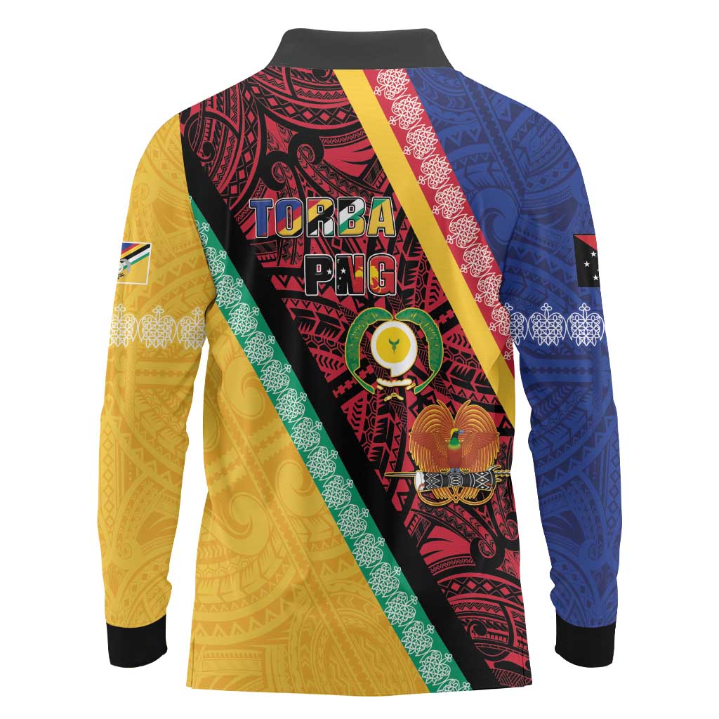 Love Torba PNG Day Long Sleeve Polo Shirt Together We Grow - Polynesian Pride