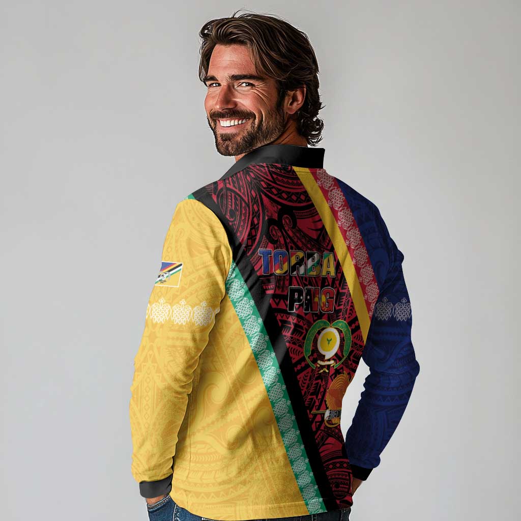 Love Torba PNG Day Long Sleeve Polo Shirt Together We Grow - Polynesian Pride