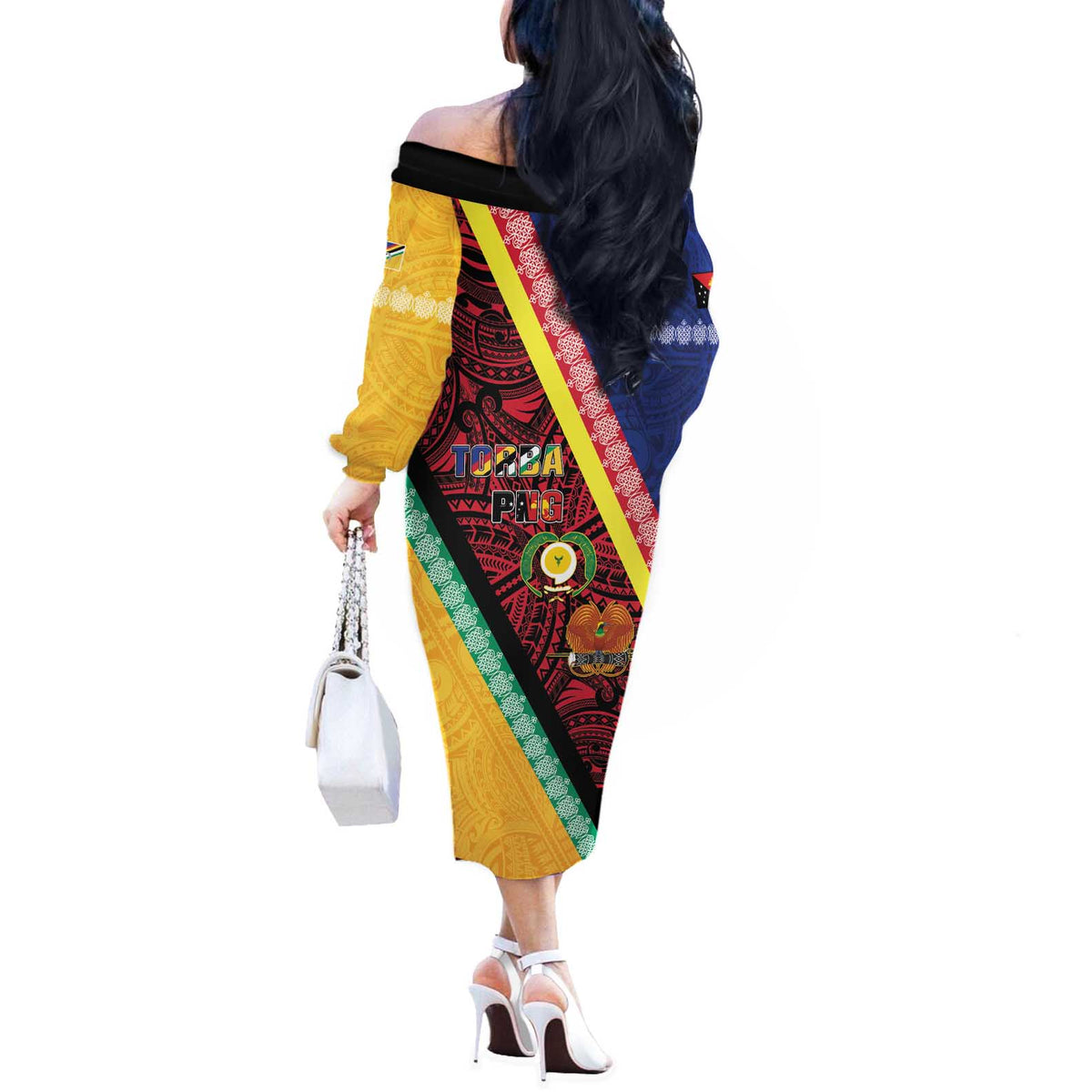 Love Torba PNG Day Off The Shoulder Long Sleeve Dress Together We Grow - Polynesian Pride