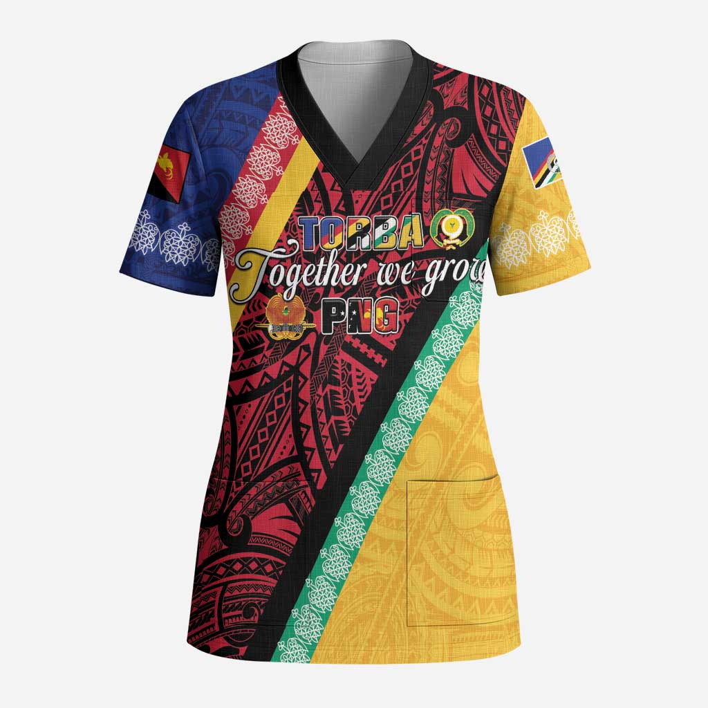 Love Torba PNG Day Scrub Top Together We Grow - Polynesian Pride