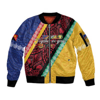 Love Torba PNG Day Sleeve Zip Bomber Jacket Together We Grow - Polynesian Pride