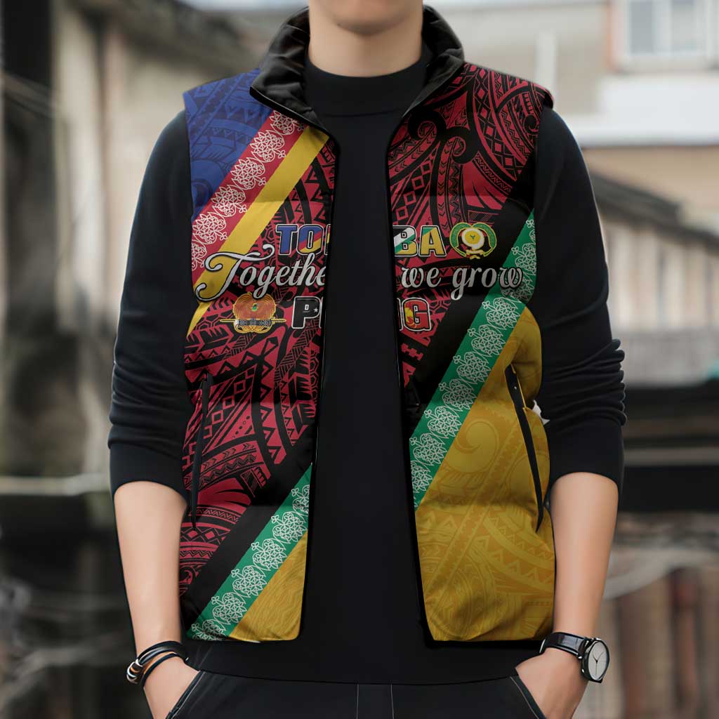 Love Torba PNG Day Sleeveless Puffer Jacket Together We Grow - Polynesian Pride