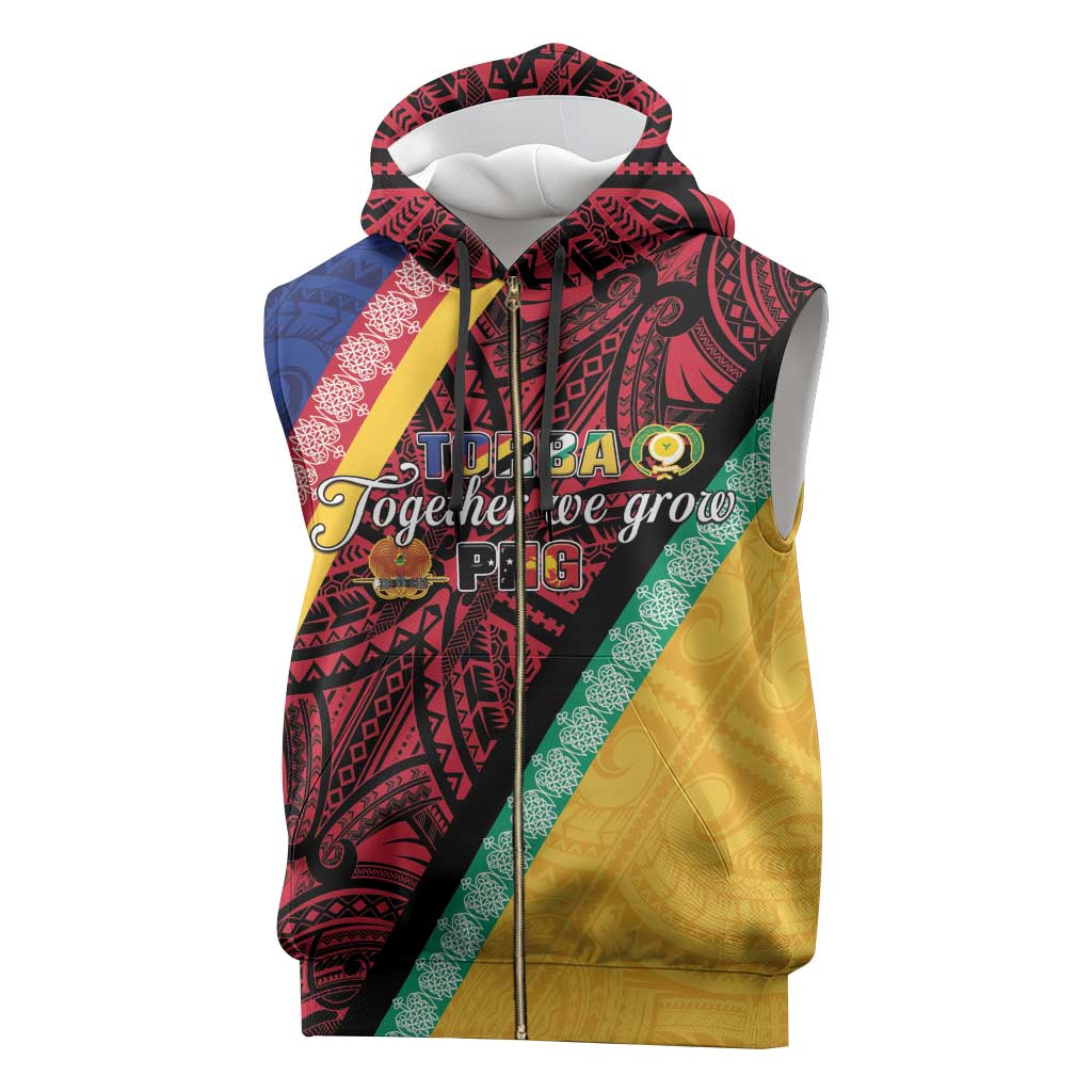 Love Torba PNG Day Sleeveless Zip Hoodie Together We Grow - Polynesian Pride