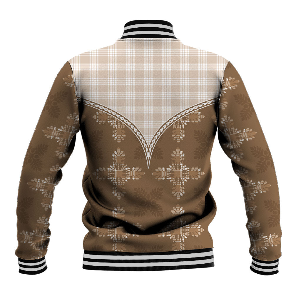 Beige Hawaii Paniolo Quilt Motif Baseball Jacket LT05 - Polynesian Pride