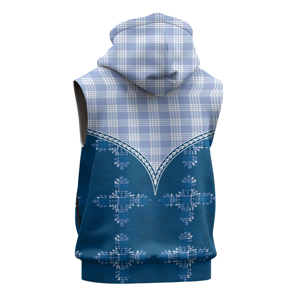 Blue Hawaii Paniolo Quilt Motif Sleeveless Zip Hoodie LT05 - Polynesian Pride