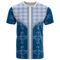 Blue Hawaii Paniolo Quilt Motif T Shirt LT05 Blue - Polynesian Pride
