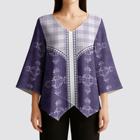 Purple Hawaii Paniolo Quilt Motif Kimono Sleeve Blouse LT05 - Polynesian Pride