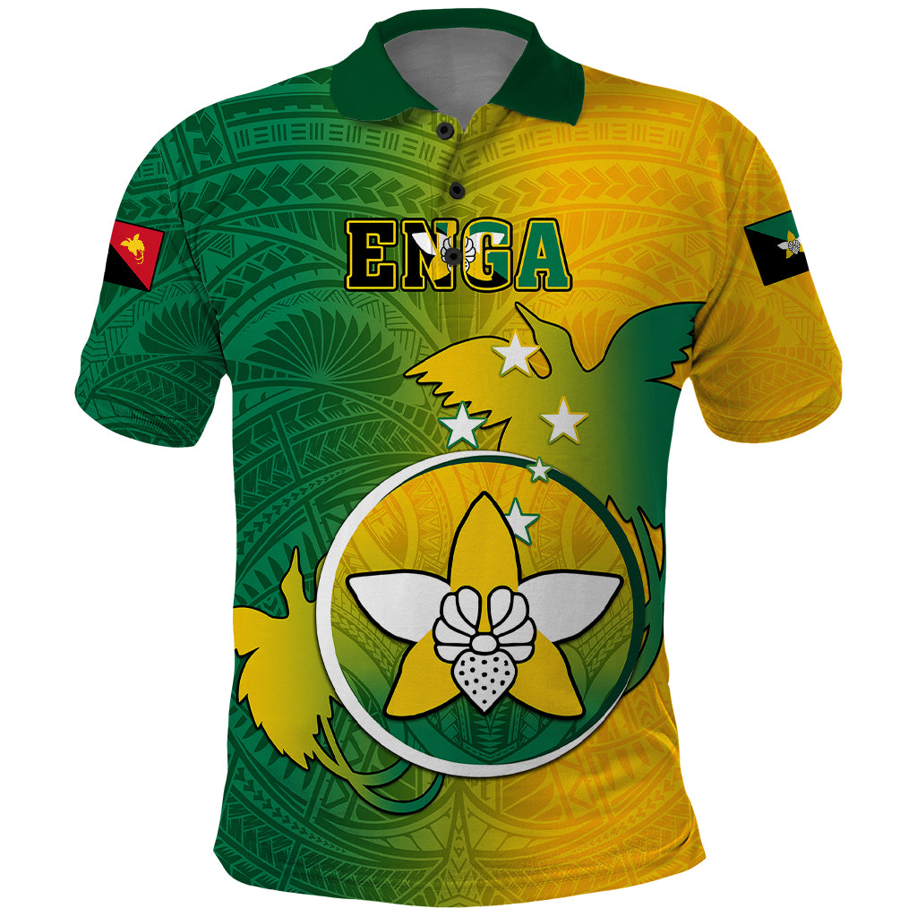 Papua New Guinea Enga Province Polo Shirt Mix Coat Of Arms Polynesian Pattern LT05 Green - Polynesian Pride