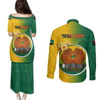Personalized Papua New Guinea Enga Province Couples Matching Puletasi Dress and Long Sleeve Button Shirts Mix Coat Of Arms Polynesian Pattern LT05 - Polynesian Pride