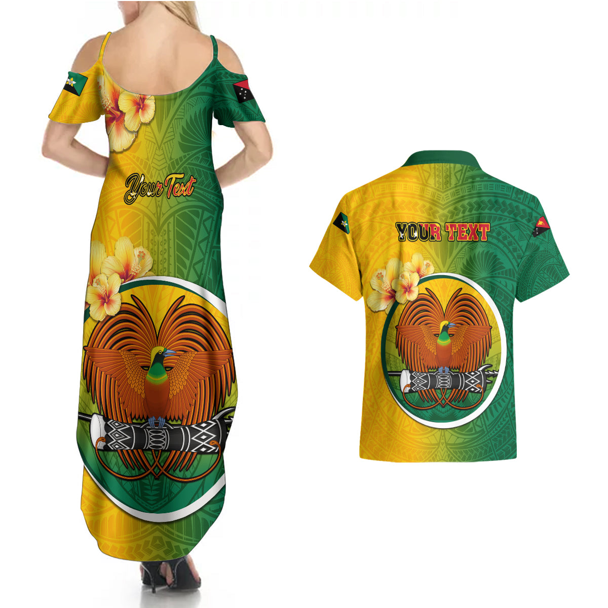 Personalized Papua New Guinea Enga Province Couples Matching Summer Maxi Dress and Hawaiian Shirt Mix Coat Of Arms Polynesian Pattern LT05 - Polynesian Pride