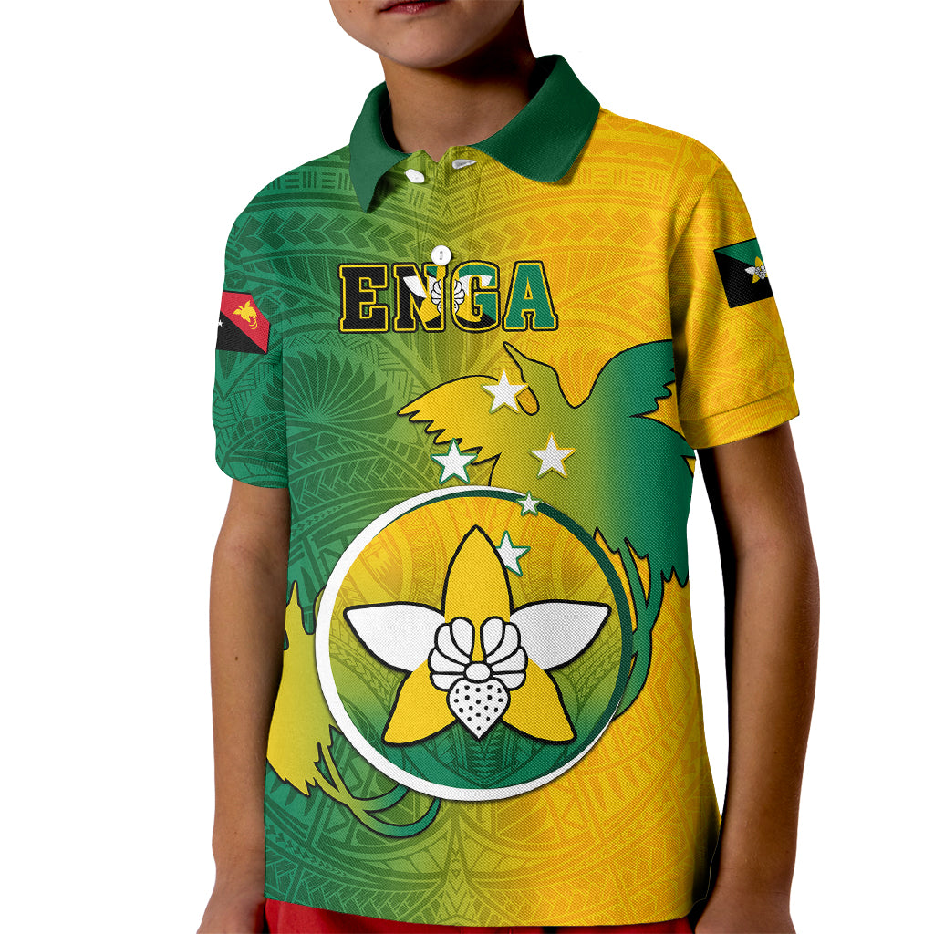 Personalized Papua New Guinea Enga Province Kid Polo Shirt Mix Coat Of Arms Polynesian Pattern LT05 Kid Green - Polynesian Pride