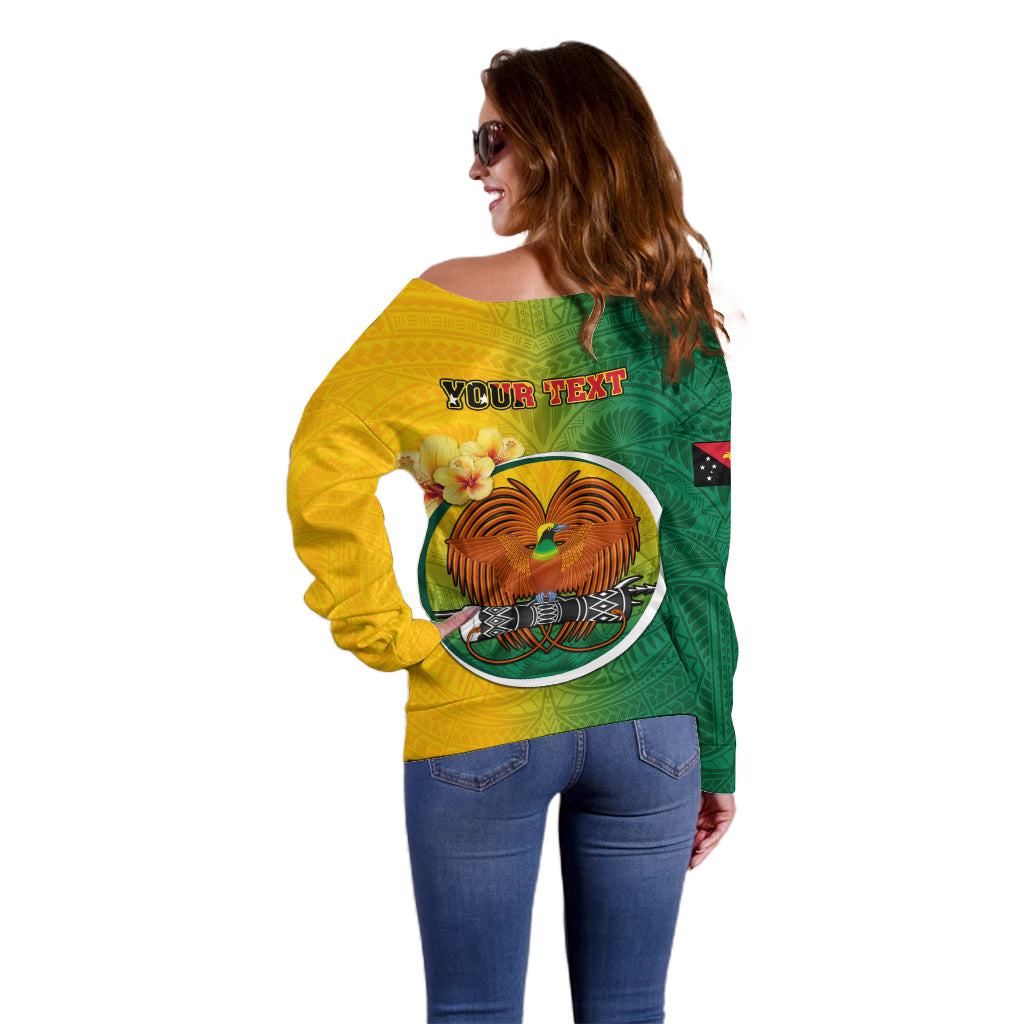 Personalized Papua New Guinea Enga Province Off Shoulder Sweater Mix Coat Of Arms Polynesian Pattern LT05 - Polynesian Pride