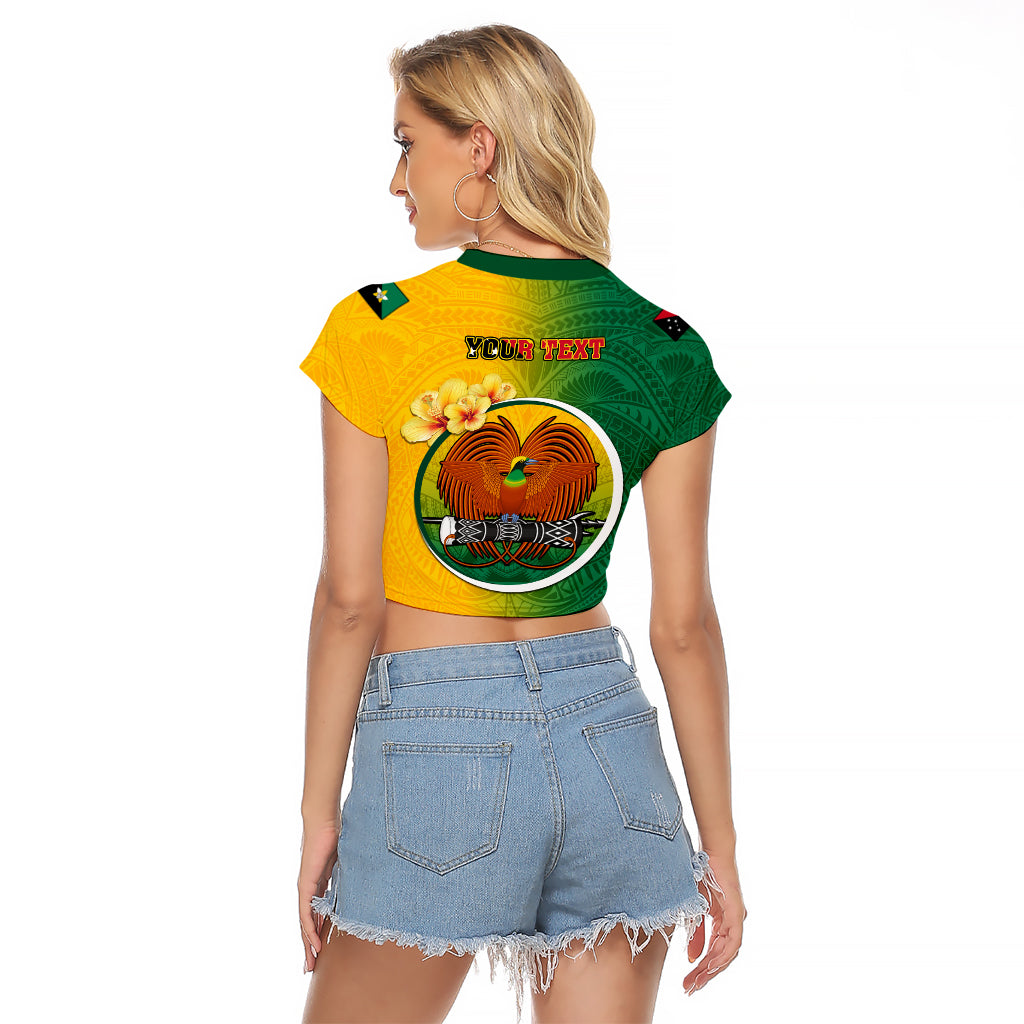 Personalized Papua New Guinea Enga Province Raglan Cropped T Shirt Mix Coat Of Arms Polynesian Pattern LT05 - Polynesian Pride