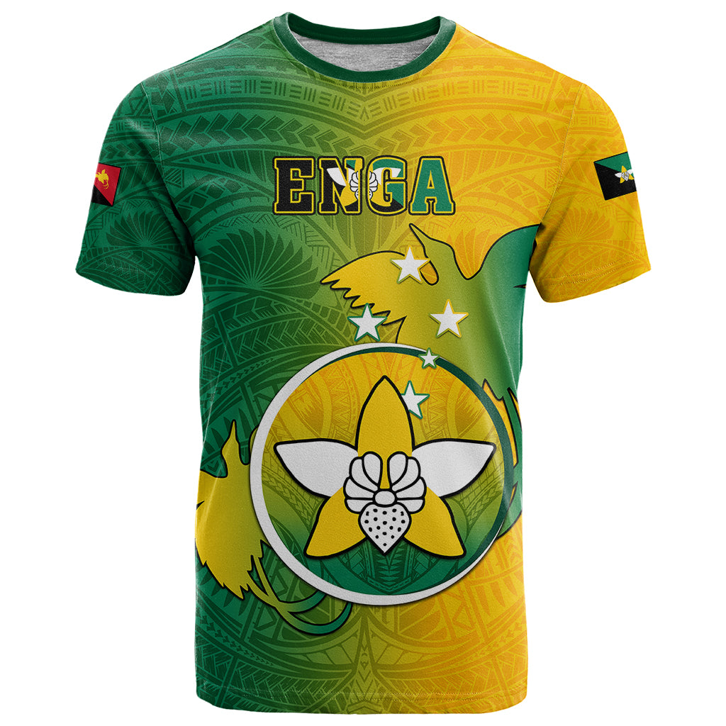 Personalized Papua New Guinea Enga Province T Shirt Mix Coat Of Arms Polynesian Pattern LT05 Green - Polynesian Pride