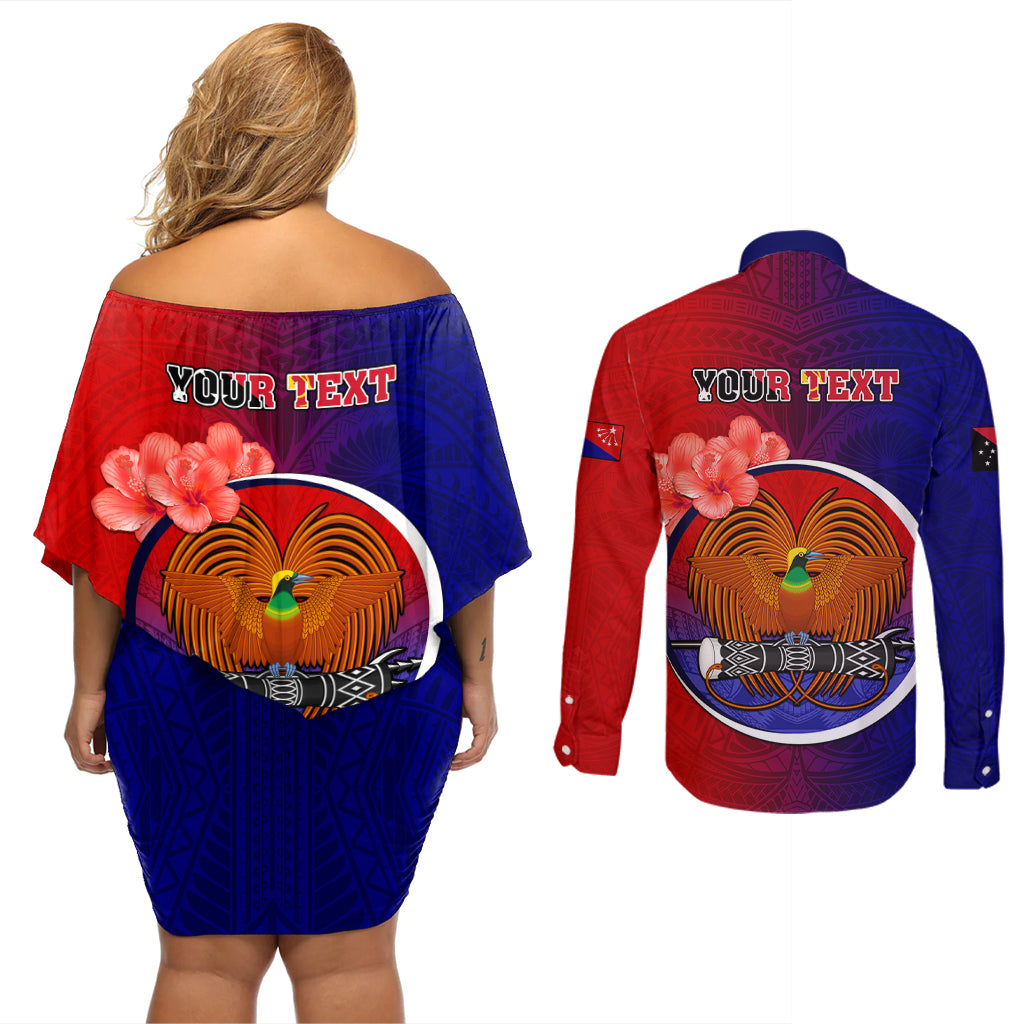 Personalized Papua New Guinea Central Province Couples Matching Off Shoulder Short Dress and Long Sleeve Button Shirts Mix Coat Of Arms Polynesian Pattern LT05 - Polynesian Pride