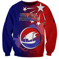 Personalized Papua New Guinea Central Province Sweatshirt Mix Coat Of Arms Polynesian Pattern LT05 Unisex Blue - Polynesian Pride