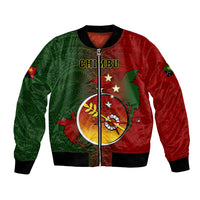 Papua New Guinea Chimbu Province Bomber Jacket Mix Coat Of Arms Polynesian Pattern LT05 Unisex Red - Polynesian Pride