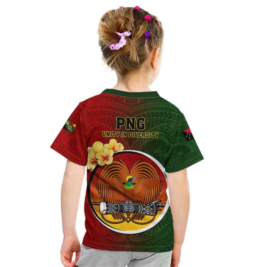 Papua New Guinea Chimbu Province Kid T Shirt Mix Coat Of Arms Polynesian Pattern LT05 - Polynesian Pride